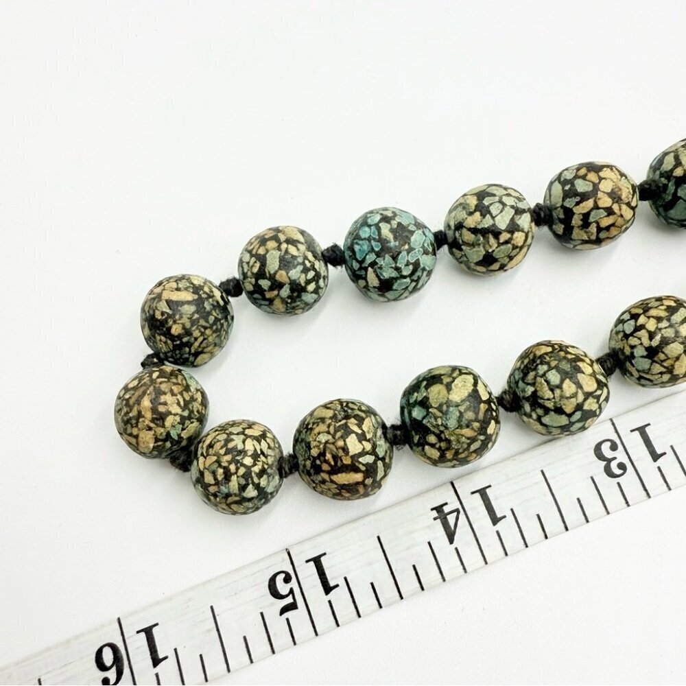 ANTIQUE TRIBAL AFGHANISTANMOSAIC GRADUATED BEAD NECKLACE - Picture 8 of 9